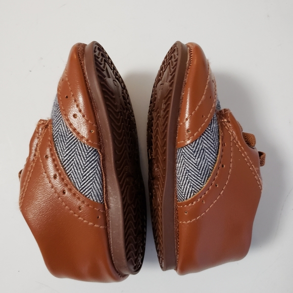 Brown Baby Leather Canvas Rubber Sole Shoe - Picture 11 of 15